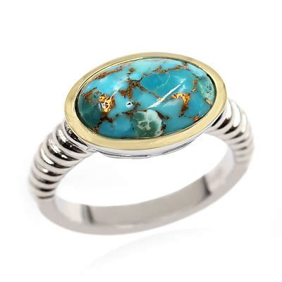 USA Copper Turquoise 2 4ct Platinum Silver Ring