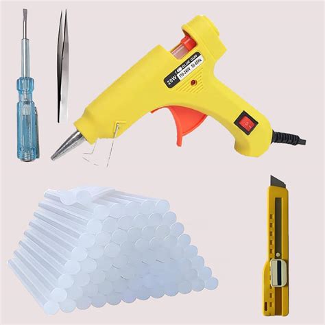 W Mini Hot Glue Gun Kit With Tester And Tweezer Utility Knife And Sticks Effortless