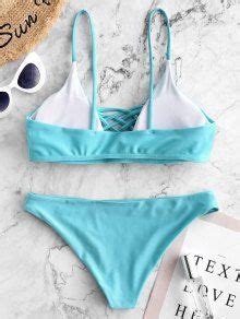 Lace Up Bikini Swimwear In LIGHT BLUE ZAFUL