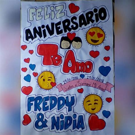 Pancarta de aniversario | Pancartas de aniversario, Dibujos de novios ...