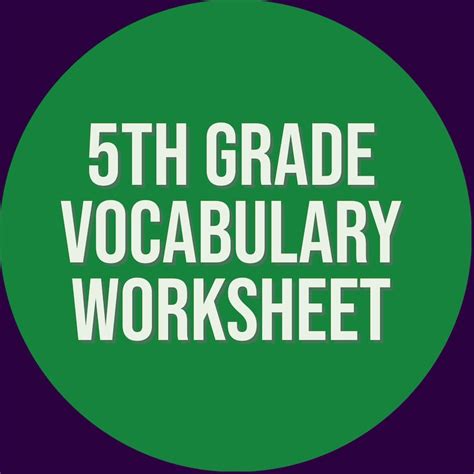 5th Grade Vocabulary Exercises Printable Ela Homeschool Homework