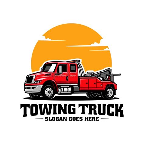 Wrecker And Towing Truck Service Illustration Logo Vector Stock Vector