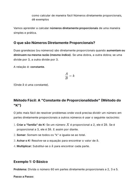 Número Diretamente Proporcionais - Como Calcular Números Diretamente Proporcionais - DeepSeek | PDF ...