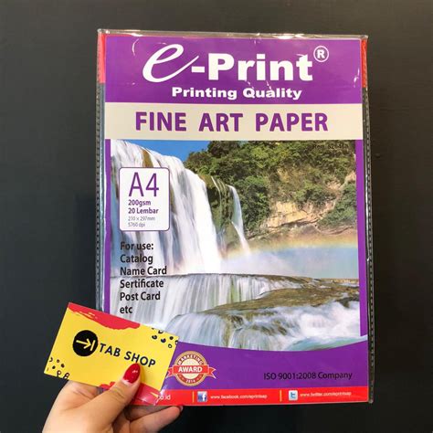 Jual TAB SHOP EPRINT FINE ART PAPER 200 GSM A4 20 LEMBAR E PRINT