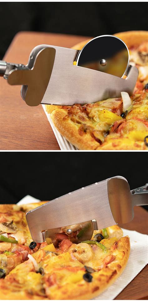 Pizza Cutter Wheel Slicer Spatula Clip 4 In 1 Stainless Steel