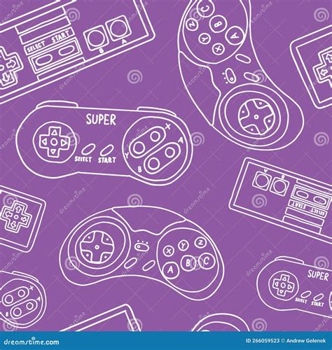 Game Controllers Seamless Pattern Wallpaper In Outline Doodle Flat