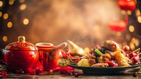 Generative AI Traditional Asian Cuisine With Steaming Hot Dishes And Festive Background Business