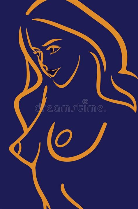 Background With Contour Of Nude Girl Vector Banner Illustration For Cosmetic Or Fashion Web