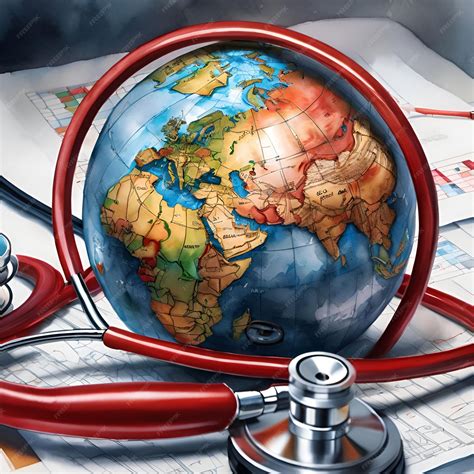 Premium Photo | A globe with a red stethoscope wrapped around it