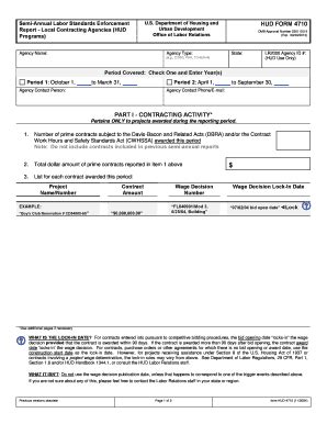 Fillable Online HUD Form 4710 Semi Annual Labor Standards Enforcement