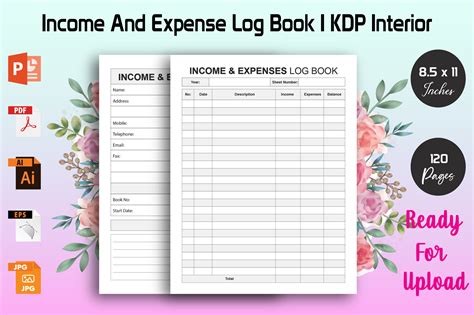 Income And Expense Log Book Kdp Interior Graphic By Das Design