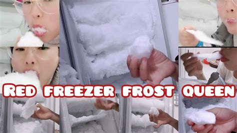 Red Freezer Frost Ice Eating Asmr Only Bites Squeaky Crunchy Frost