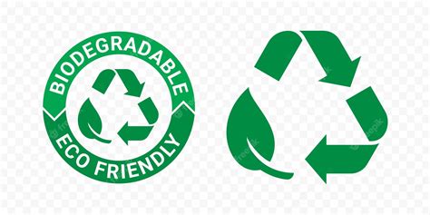 Premium Vector Biodegradable Recyclable Icons Organic Bio Package Vector Leaf And Arrow Label