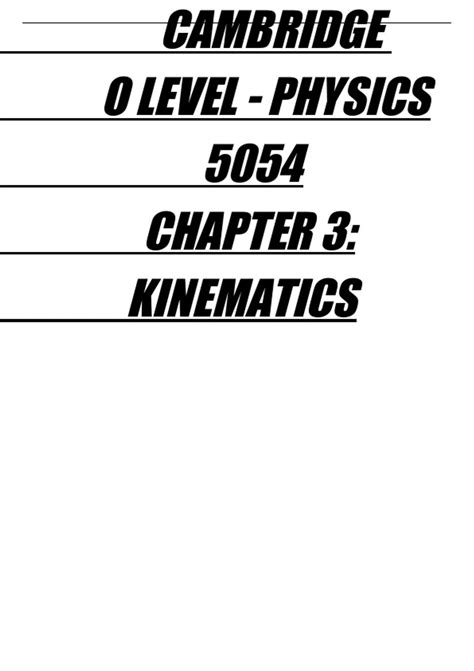 O Level Physics Kinematics Notes O Level Physics Stuvia Us