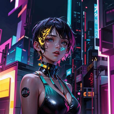 Premium Photo | Cyberpunk girl cute kawai anime stule background wallpaper