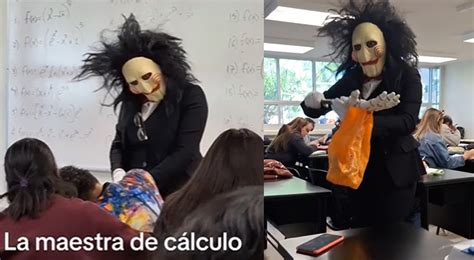 TikTok viral Profesora sorprendió a sus alumnos con peculiar disfraz