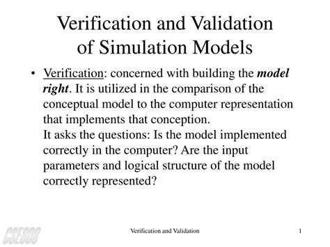 Ppt Verification And Validation Of Simulation Models Powerpoint