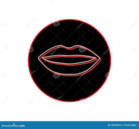 Neon Light Lips Erotic Club Icon Logo On A White Background Stock