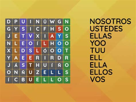 Sopa De Letras Pronombres Personales Wordsearch