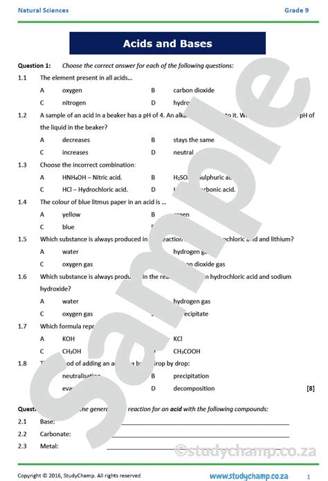 Free Printable Acids Bases And Salts Worksheets Worksheets Library