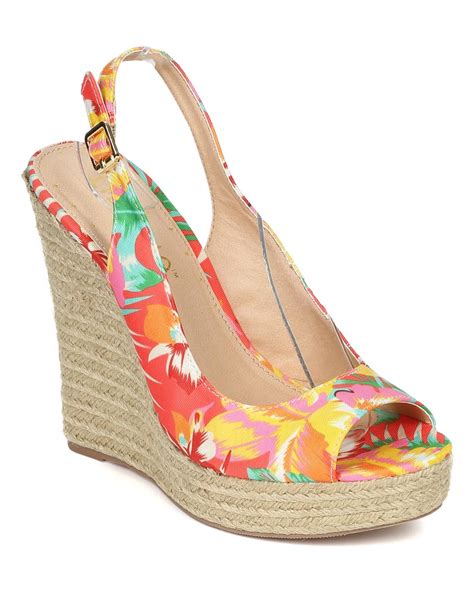 Liliana Ce Women Canvas Tropical Peep Toe Espadrille Slingback