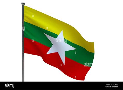 Burma Flag On Pole Metal Flagpole National Flag Of Burma D