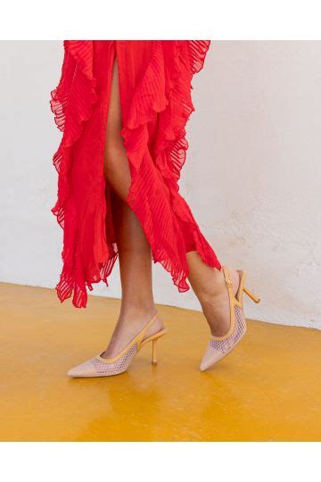 ILONA Nude Mesh Point Slingback Court