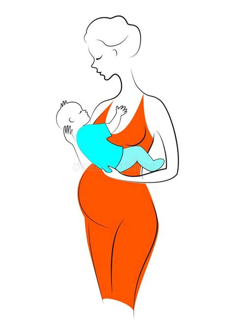 Silhouette D Une Femme Enceinte Et D Une Femme Avec L Enfant