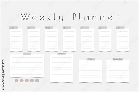 Weekly Planner Bullet Journal Planner Template Collage Moodboard Pictures Grids Vector