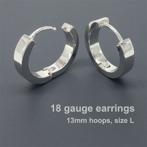 18 Gauge Earrings Mens Hoop Earrings Gauged Hoop