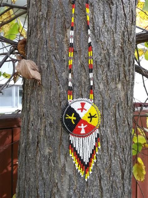 Medicine Wheel Necklace Native American By Deancouchie On Etsy 74 95 Beadwork Necklace Seed