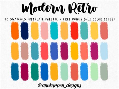 Retro Color Palette Hex Codes