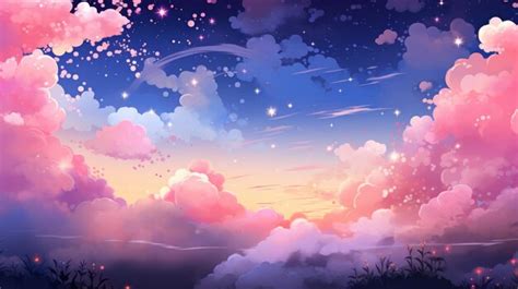 Premium Photo | Serene Evening Sky with Stars Peeking Through Delicate ...