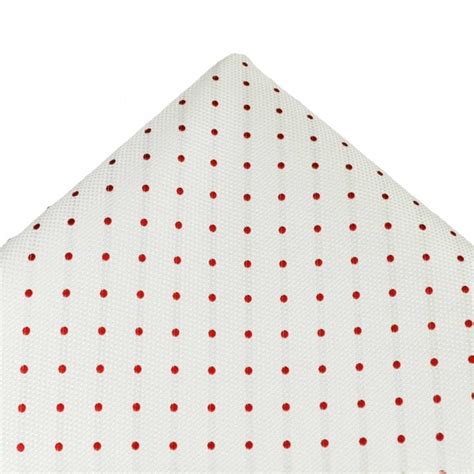 Ties Planet Gold Label White Red Polka Dot Silk Pocket Square