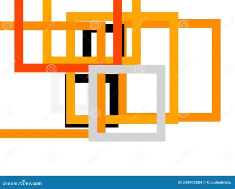 Abstract Grey Orange Squares With White Background Stock Illustration