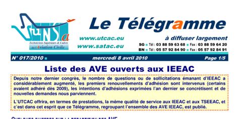 Liste Des AVE Ouverts Aux IEEAC UNSA UTCAC