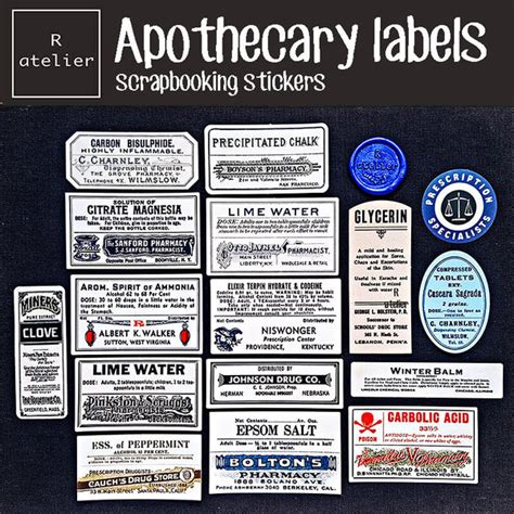 apothecary labels Scrapbooking Decorative Stickers