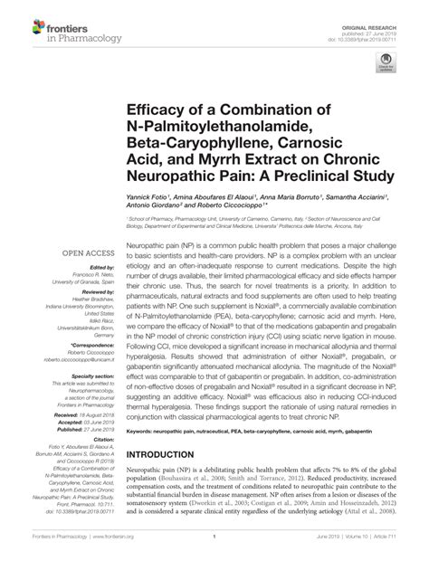 Pdf Efficacy Of A Combination Of N Palmitoylethanolamide Beta