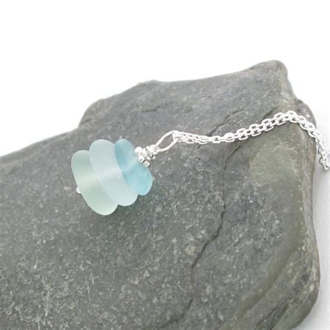 Green And Blue Beach Glass Necklace Aqua And Seafoam Sea Glass Etsy