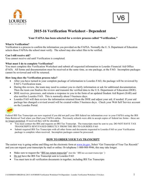 Dependent Verification Worksheet Form Fill Out And Sign Printable Pdf