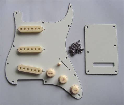 Ivory Parchment ST SSS Pickguard W Aged White Pickup Covers Knobs Tip