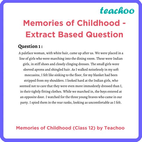 Vistas Class 12 Memories Of Childhood Extract Based Question