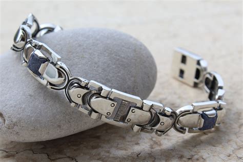 Pulsera De Plata Para Hombre Pulsera De Enlaces Gemas Etsy