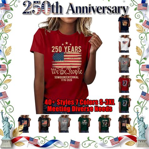 Lazyguy Usa 250th Anniversary Celebration Printing Patterns Casual Tops