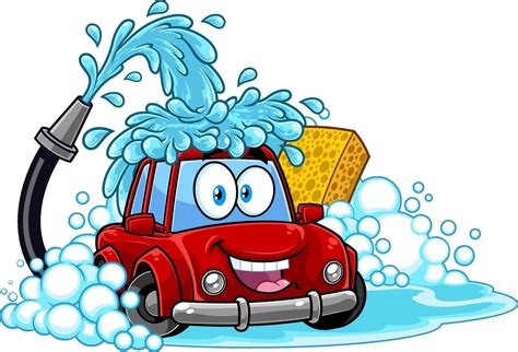 automobile cartoon character washing   car wash vector hand