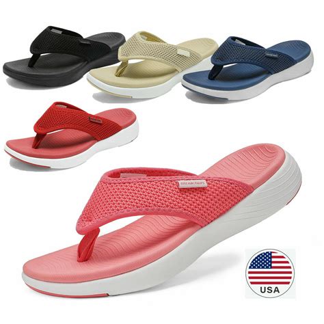 Women Arch Support Soft Cushion Flip Flops Thong Lightweight Beach