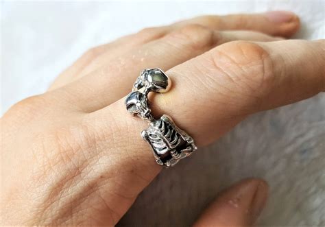 Sterling Silver Skeleton Ring Skull Gothic Rock Punk Exclusive Raw