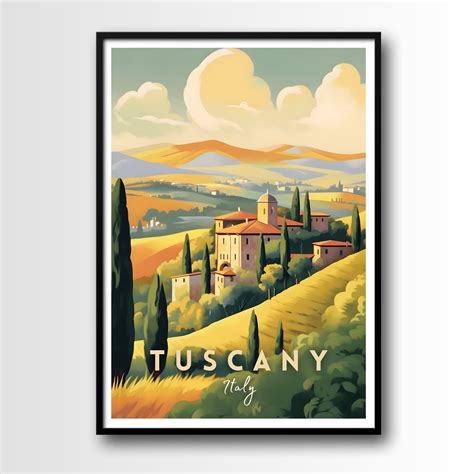 Tuscany Travel Poster, Tuscany Wall Art Print, Tuscany Travel Art