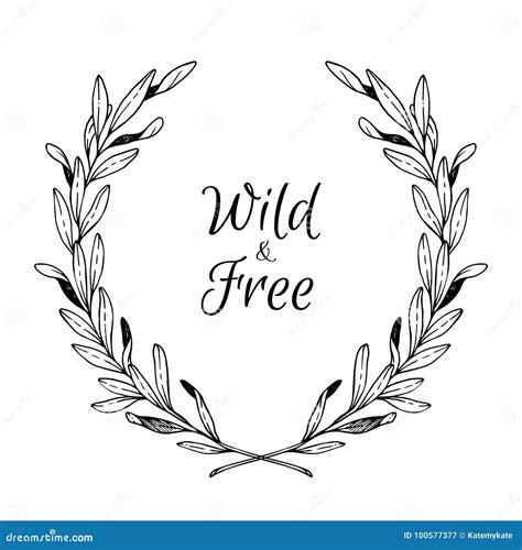 Hand Drawn Vector Illustration Vintage Decorative Laurel Wreath Stock