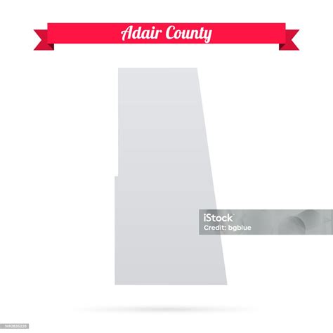 Adair County Oklahoma Map On White Background With Red Banner Stock